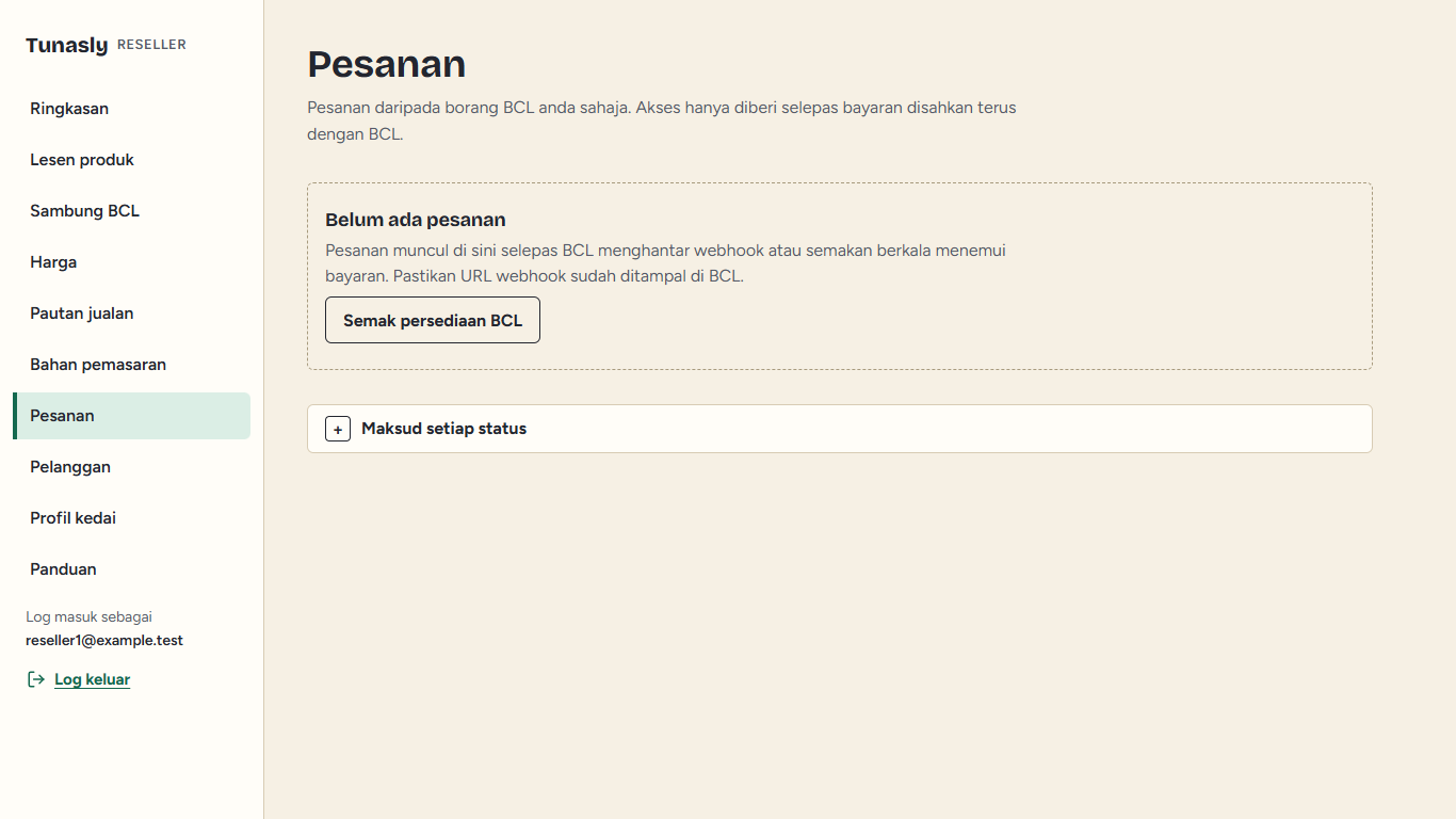 Pesanan & status pengesahan
